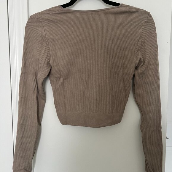 Women's long sleeve crop top Caramel Size S - Picture 2 of 2